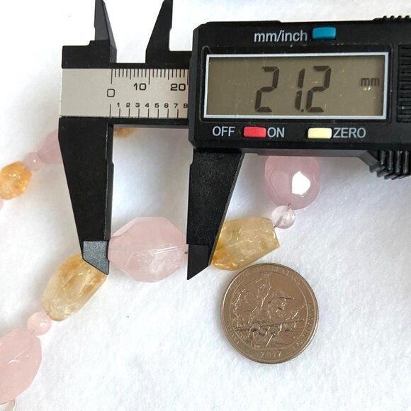 Jay King DTR Sterling Silver 925 Rose Quartz & Citrine Beaded Necklace 18"-21" - Picture 13 of 16